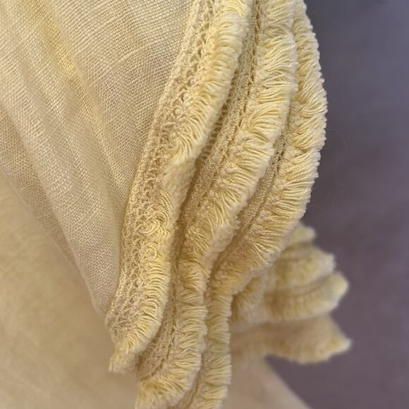 120% Lino yellow linen ruffle sleeve midi dress. - Picture 11 of 14